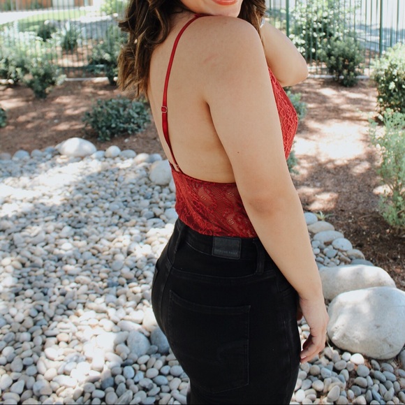 Red lace bodysuit - Picture 2 of 2